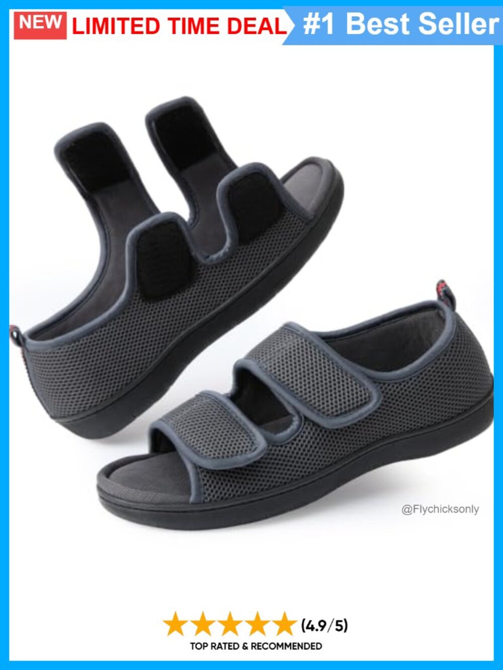 Arch Support Open Toe Mesh Slippers Adjustable Diabetic Plantar Fasciitis